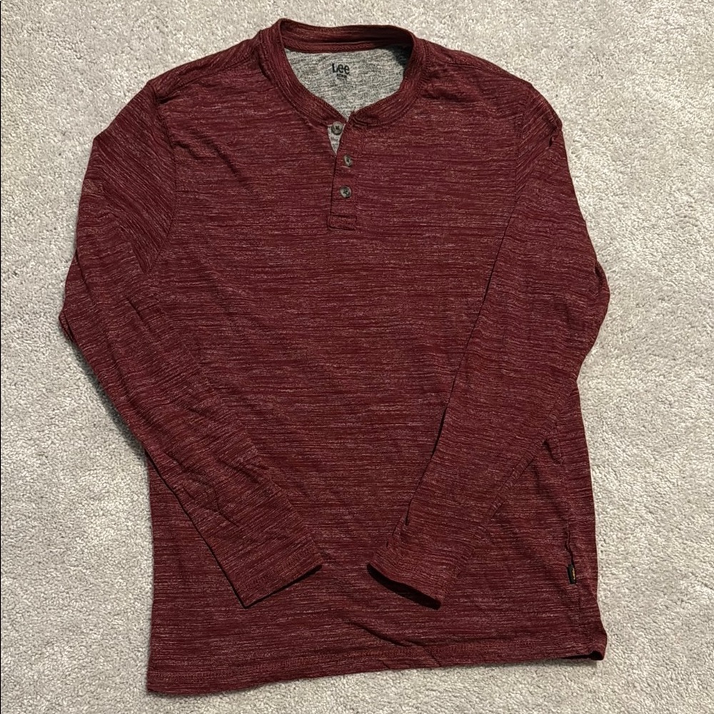 Lee Red Long Sleeve Tee Classic Casual